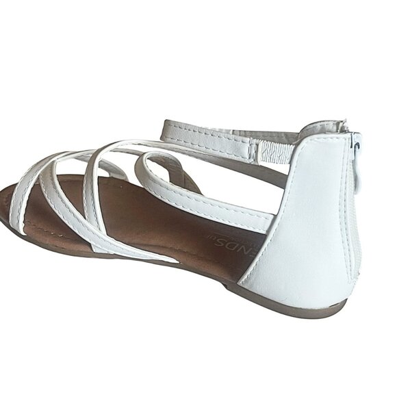 Women's Crisscross Strappy Open Toe Flat Sole Sandals Back Zipper Closure - Picture 4 of 6